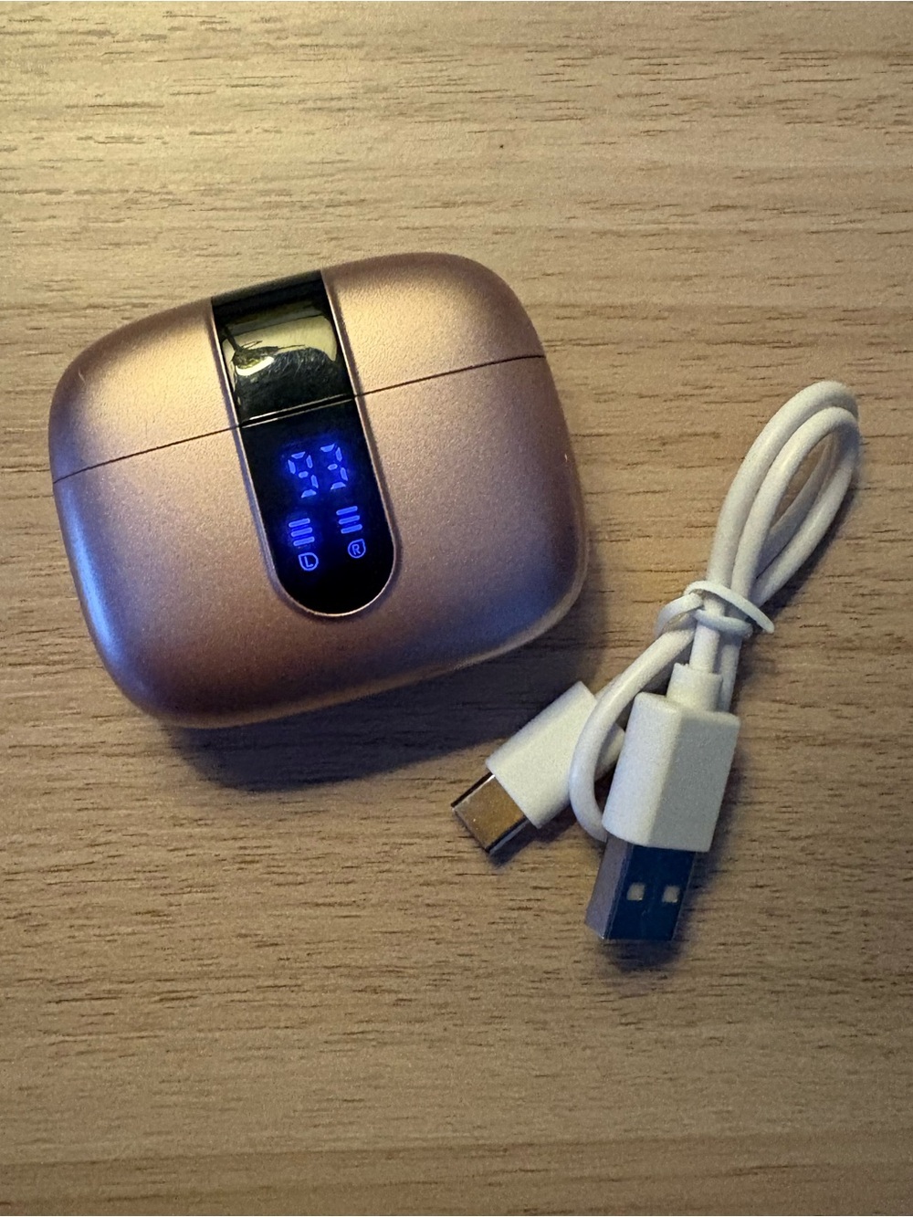 Wireless Earbud Charging Case with Digital Display - Rose Gold
